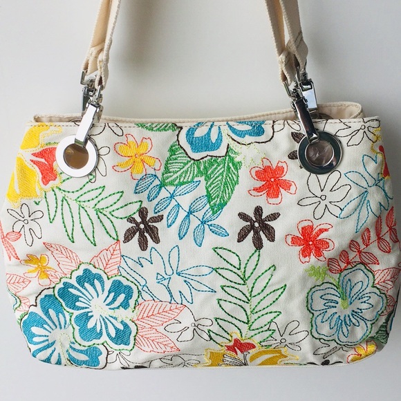 Caribbean Joe Handbags - FLORAL EMBROIDERED CARIBBEAN JOE SHOULDER BAG